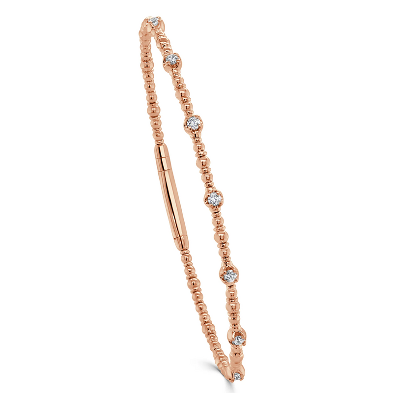 Diamond Large Station Flexible Bangle in 14K Rose Gold