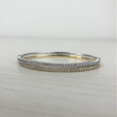 Diamond Half Eternity Flexible Bangle in 14K White Gold