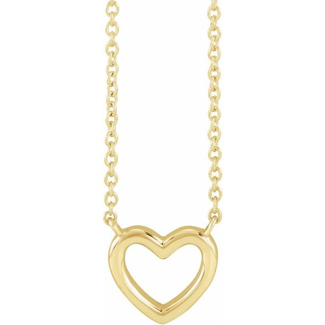 Open Heart Necklace in 14K Yellow Gold