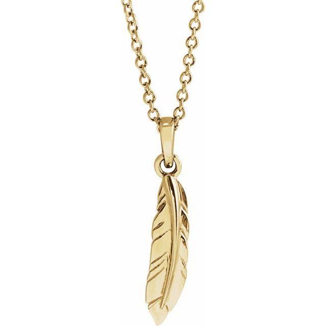 Feather Necklace in 14K Yellow Gold