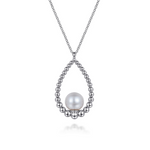 Pearl Teardrop Necklace in Sterling Silver