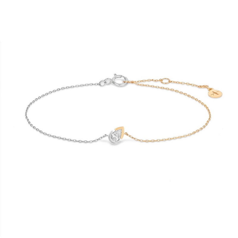 Two-Tone Bezel Pear Lab Grown Diamond Bracelet