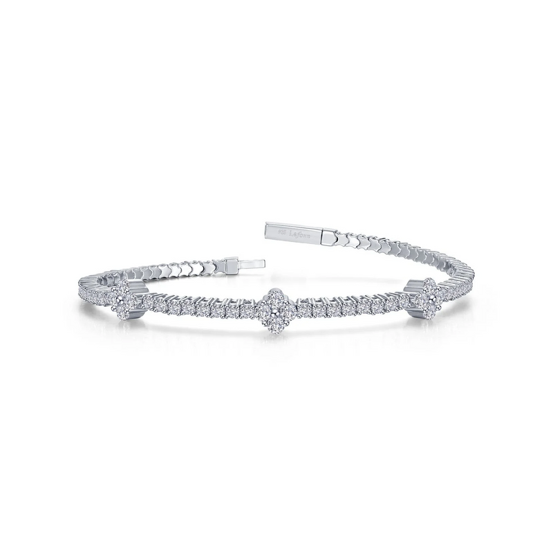 Flexible Clover Station Bracelet in Sterling Silver