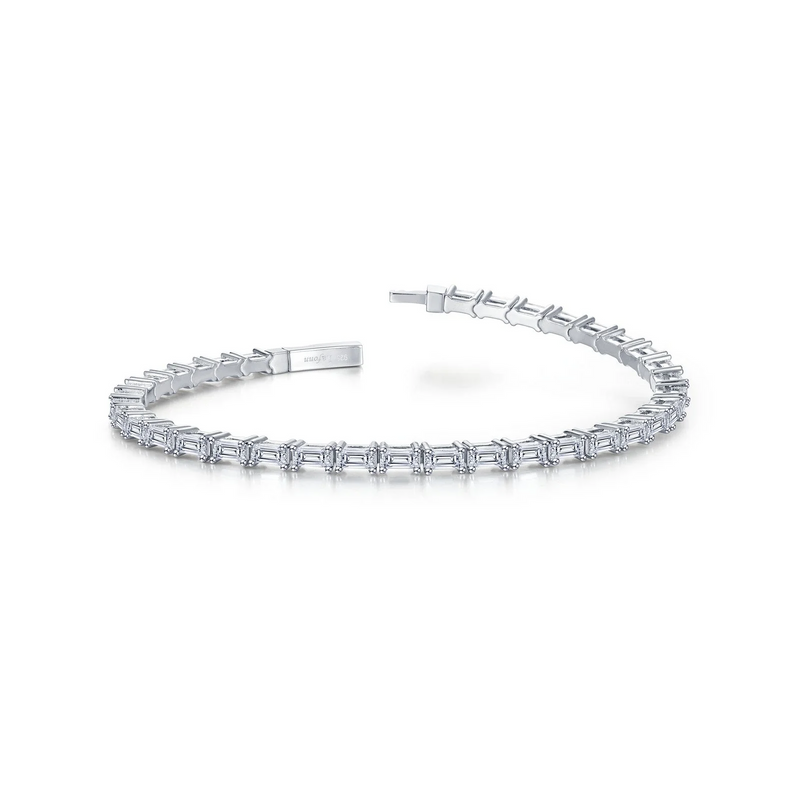 Emerald Cut Tennis Bracelet in Sterling Silver