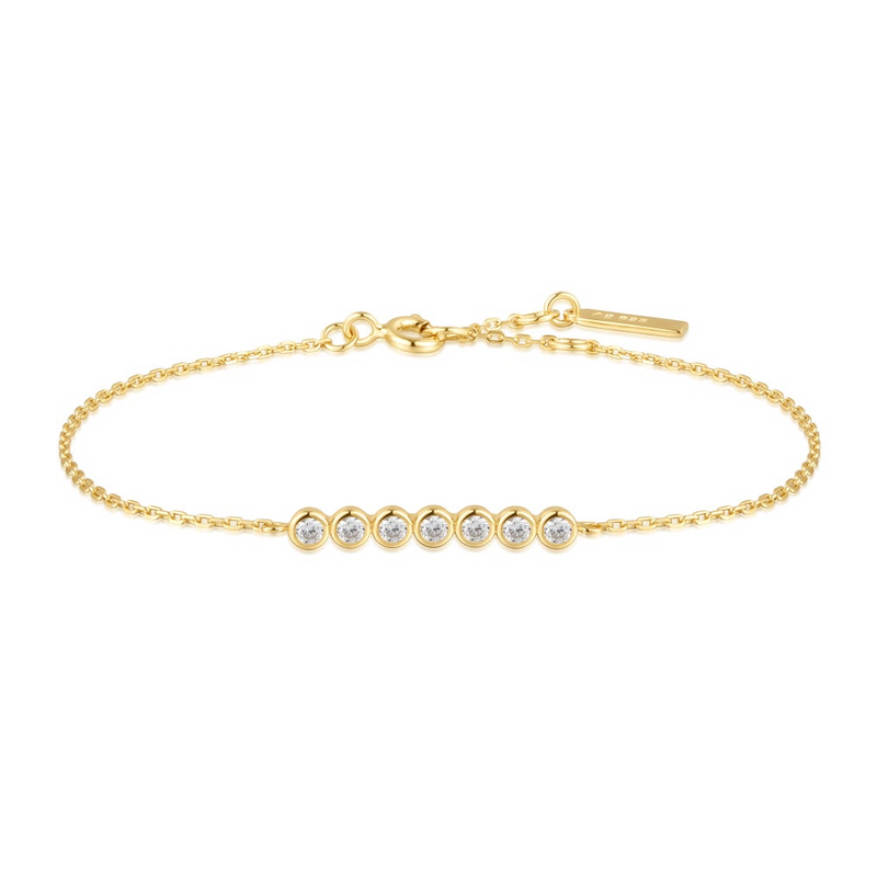 Bezel Station Bracelet in Gold Plated Sterling Silver