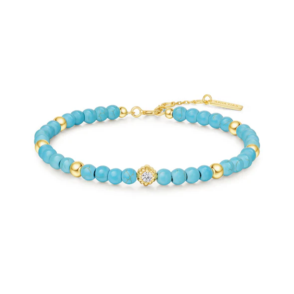 Created Turquoise Bracelet in Gold Plated Sterling Silver