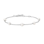 Pearl Station Bracelet in Sterling Silver