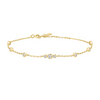 Bezel Cubic Zirconia Station Bracelet in Gold Plated Sterling Silver