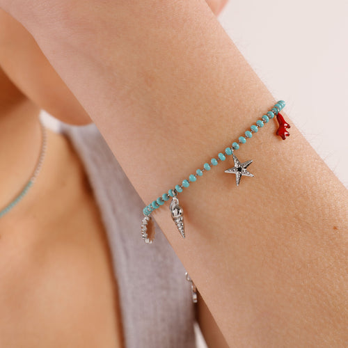 Sea Life Enamel Bracelet in Stainless Steel