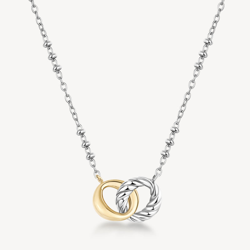 Interlocking Ring Necklace in Gold Plated Stainless Steel