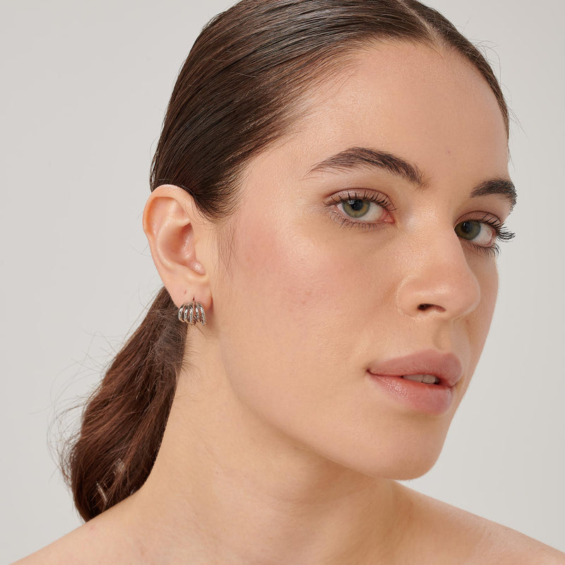 Mutli-Row Hoop Earrings in Stainless Steel