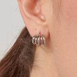 Mutli-Row Hoop Earrings in Stainless Steel