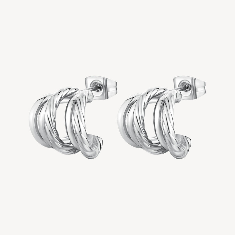 Mutli-Row Hoop Earrings in Stainless Steel