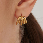 Mutli-Row Hoop Earrings in Gold Plated Stainless Steel