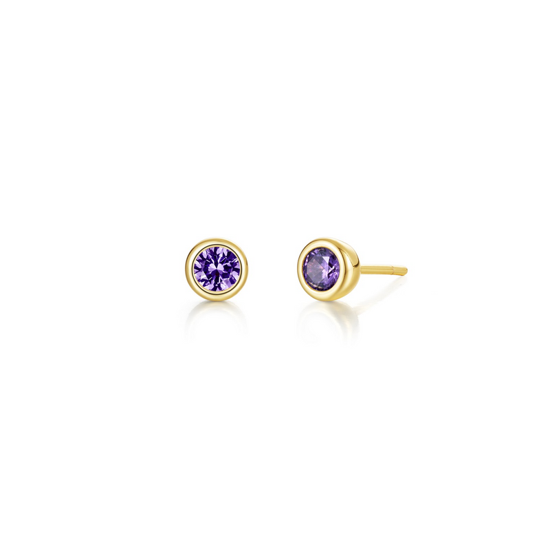 February Birthstone Studs in Gold Plated Sterling Silver