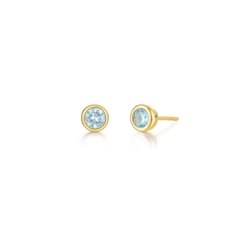 March Birthstone Studs in Gold Plated Sterling Silver