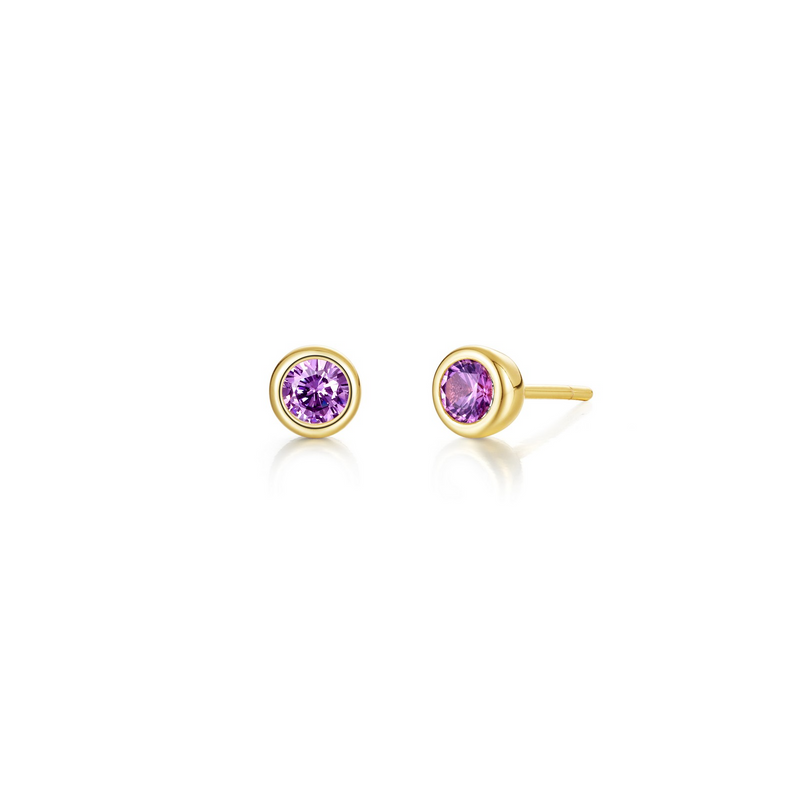 June Birthstone Studs in Gold Plated Sterling Silver