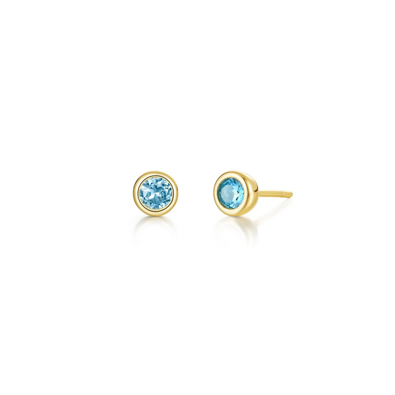 December Birthstone Studs in Gold Plated Sterling Silver