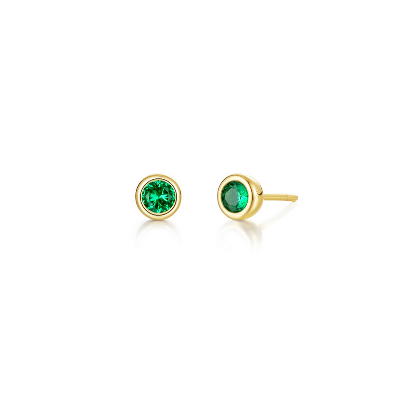 May Birthstone Studs in Gold Plated Sterling Silver