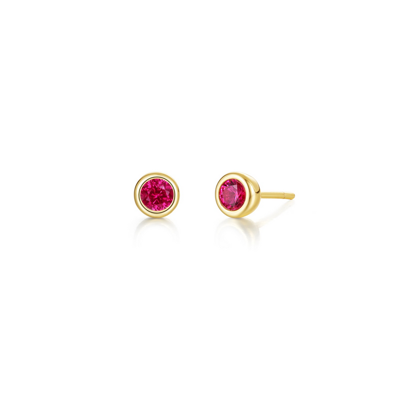 July Birthstone Studs in Gold Plated Sterling Silver