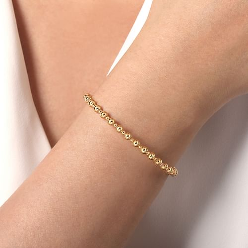 Beaded Bangle Bracelet in 14K Yellow Gold