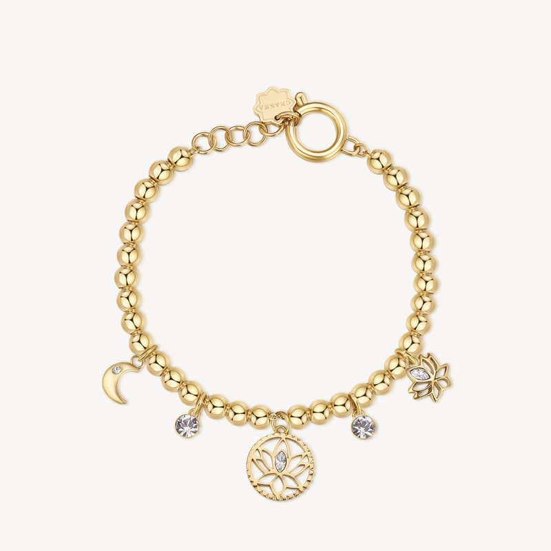 Lotus Chakra Bracelet in Gold Plated Stainless Steel