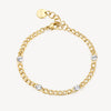 Curb Chain Bracelet with Crystal Stations in Gold Plated Stainless Steel