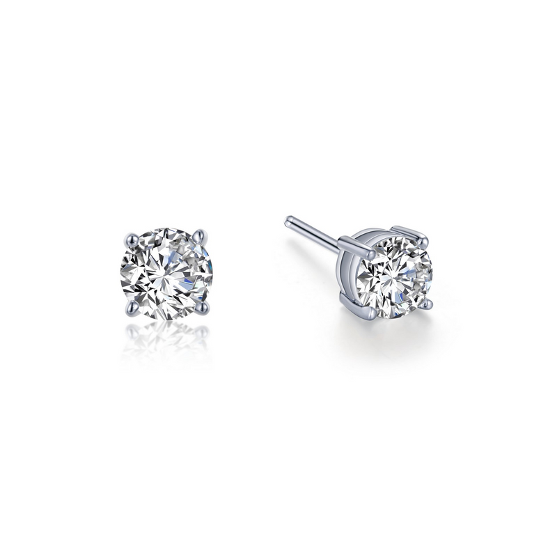 Simulated Solitaire Stud Earrings in Sterling Silver