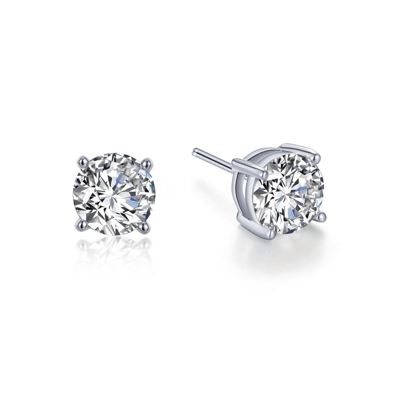 Simulated Solitaire Stud Earrings in Sterling Silver