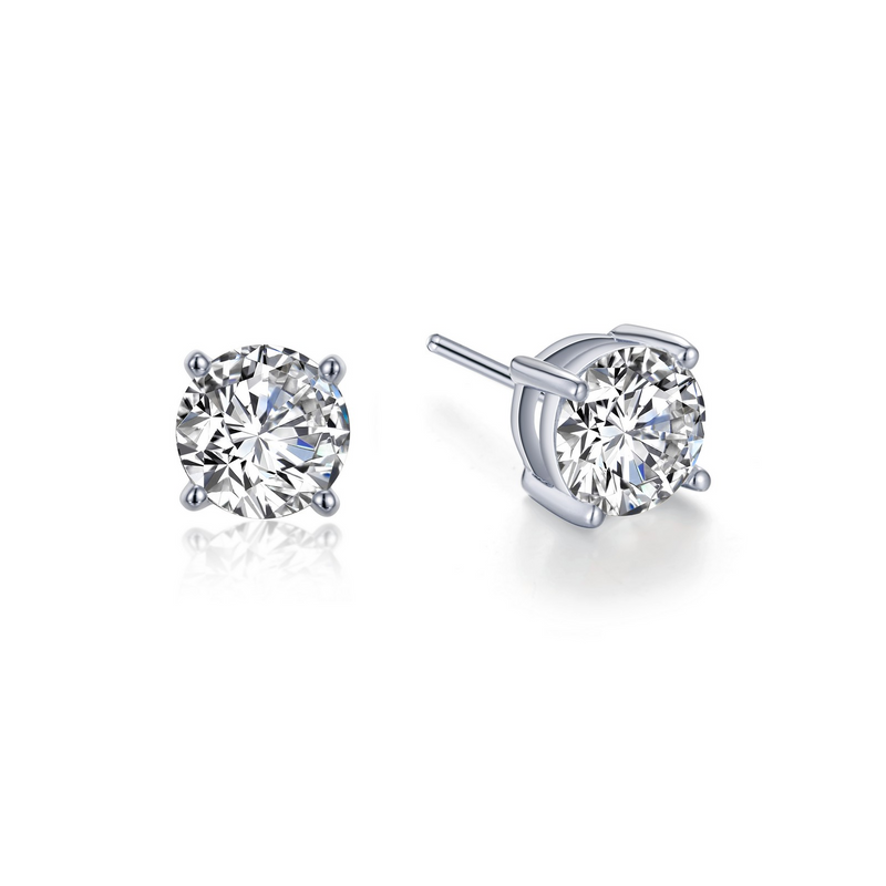 Simulated Solitaire Stud Earrings in Sterling Silver