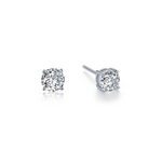 Simulated Solitaire Stud Earrings in Sterling Silver