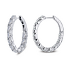 Simulated Diamond Hoop Earrings in Sterling Silver