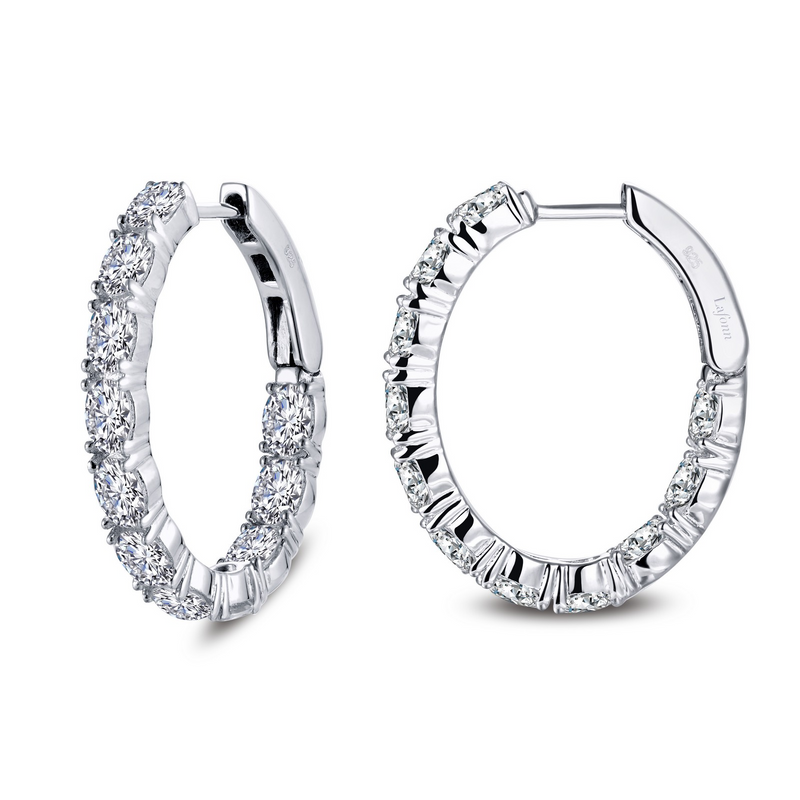 Simulated Diamond Hoop Earrings in Sterling Silver