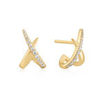 Pave Kiss X Earrings in Gold Plated Sterling Silver