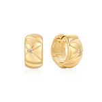 Kiss Wide Huggie Earrings in Gold Plated Sterling Silver