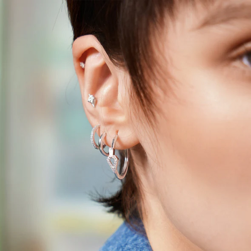 Geometric Hoops in Sterling Silver