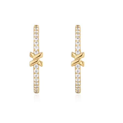 Gold Cross Hoops