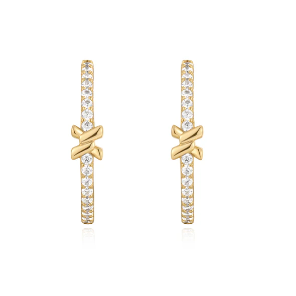 Gold Cross Hoops