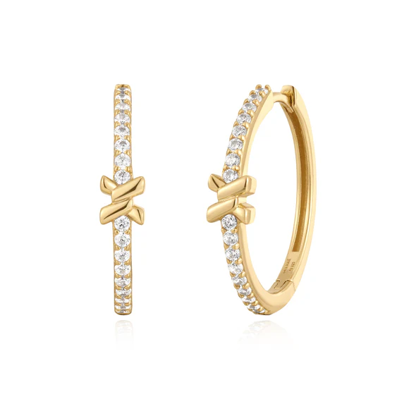 Gold Cross Hoops