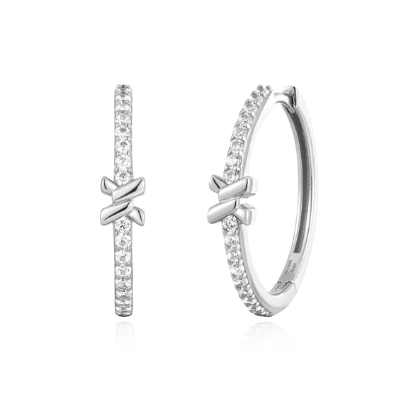 Silver Cross Hoops