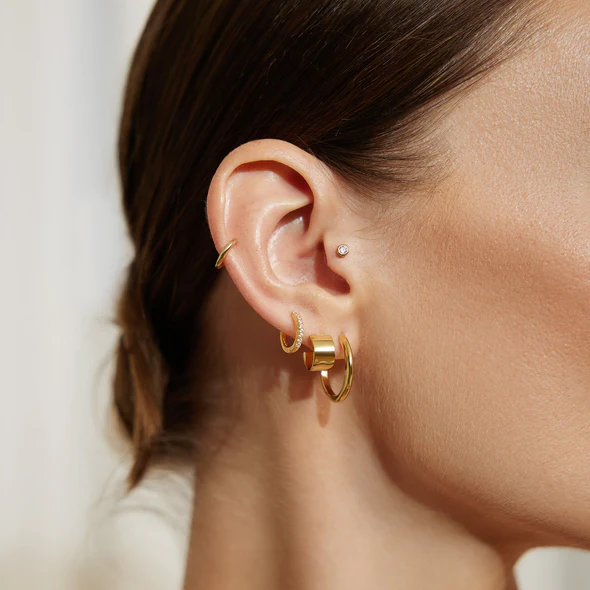 Small Flat Hoop Earrings in Gold Plated Sterling Silver