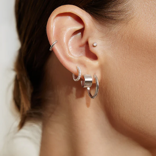 Small Flat Hoop Earrings in Sterling Silver