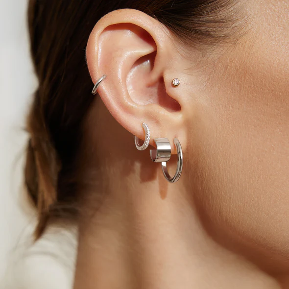 Small Flat Hoop Earrings in Sterling Silver