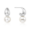 Pearl Dome Hoop Earrings in Sterling Silver