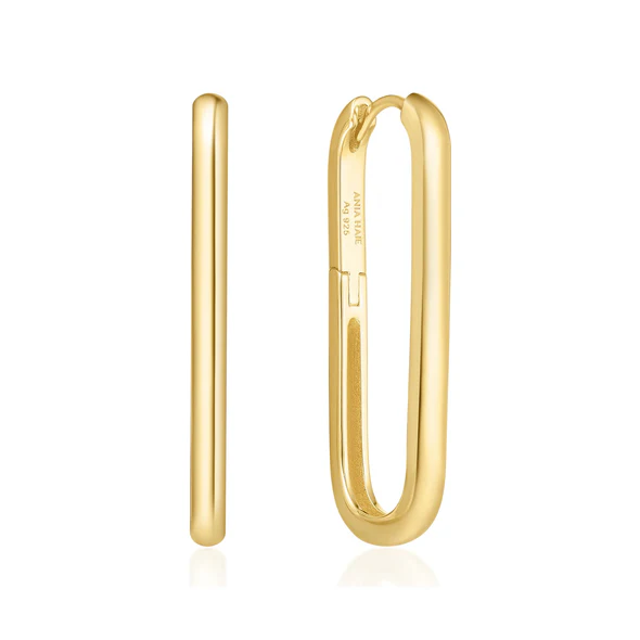 Oblong Hoop Earring in Gold Plated Sterling Silver