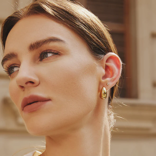 Bold Dome Hoop Earrings in Gold Plated Sterling Silver