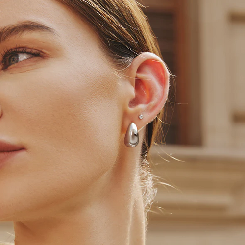 Bold Dome Hoop Earrings in Sterling Silver