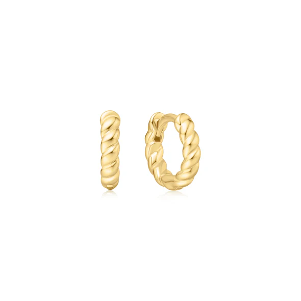 Textured Small Hoop Earrings in Gold Plated Sterling Silver