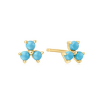 Turquoise Lotus Stud Earrings in Gold Plated Sterling Silver