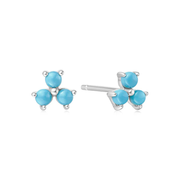 Turquoise Lotus Stud Earrings in Sterling Silver